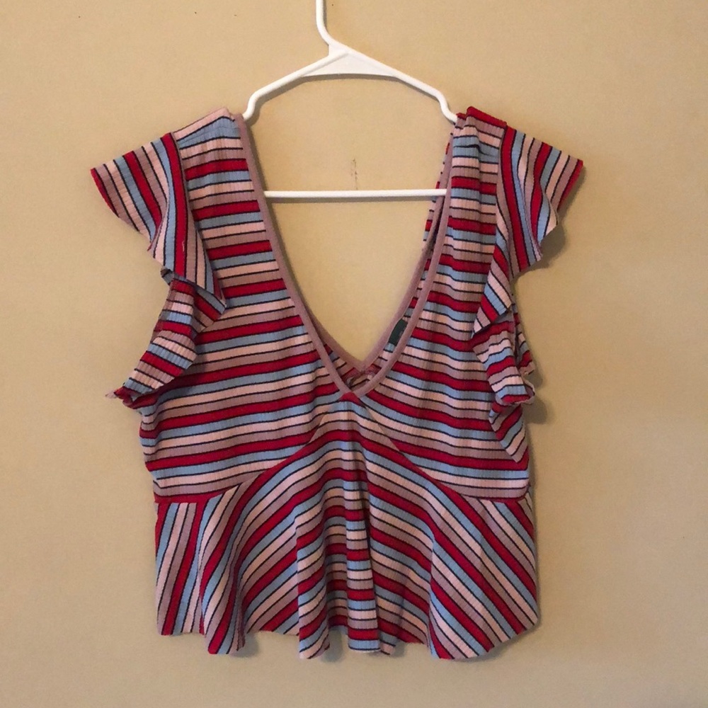 Multi colored flowwy crop top